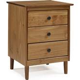 Modern 3 Drawer Nightstand in Caramel Finish