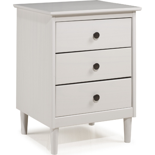 Modern 3 Drawer Nightstand in White Finish