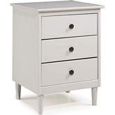 Modern 3 Drawer Nightstand in White Finish