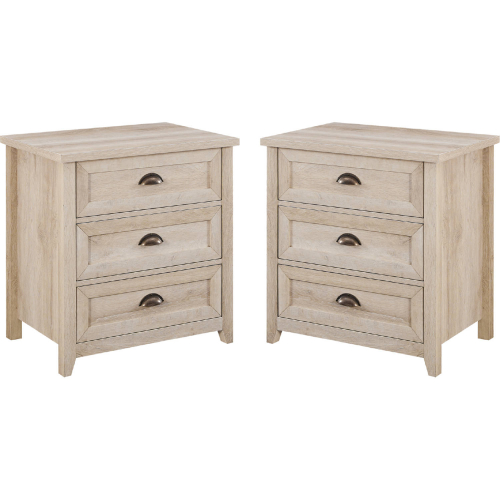Odette 3 Drawer Framed Nightstand in White Oak Finish (Set of 2)