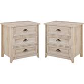 Odette 3 Drawer Framed Nightstand in White Oak Finish (Set of 2)