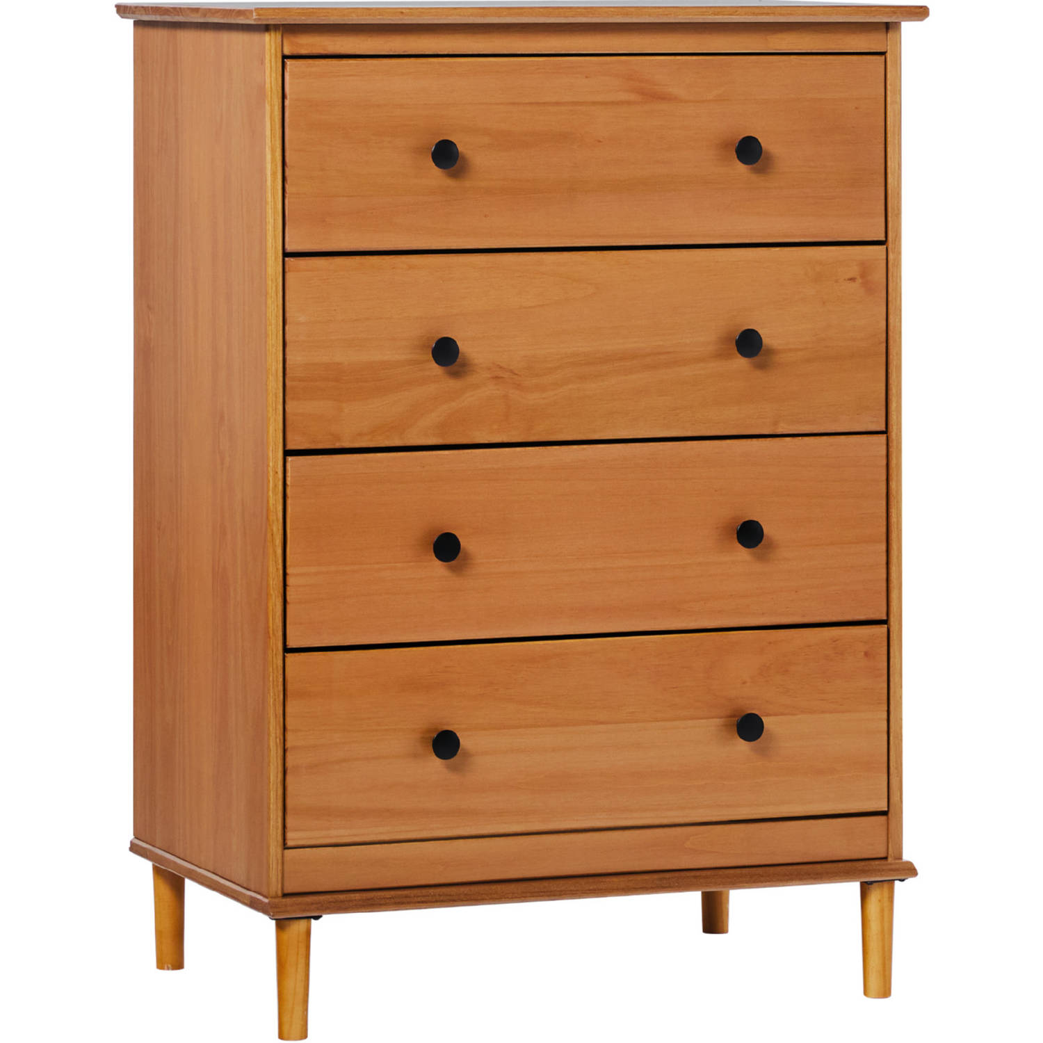 Spencer Solid Wood 4 Drawer Transitional Dresser, Caramel Spencer Solid Wood 4 Drawer Transitional Dresser, Caramel