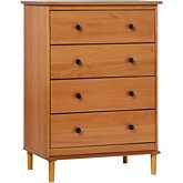 Spencer 4 Drawer Dresser Chest in Caramel Finish Wood