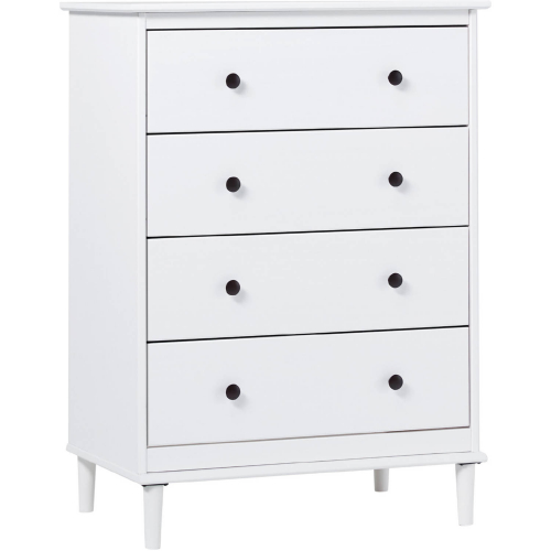 Spencer 4 Drawer Dresser Chest in White Finish Wood