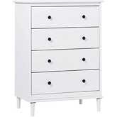 Spencer 4 Drawer Dresser Chest in White Finish Wood