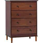 Spencer 4 Drawer Dresser Chest in Walnut Finish Wood