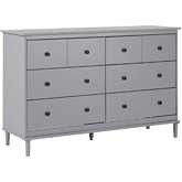 Spencer 6 Drawer Dresser in Gray Finish Wood