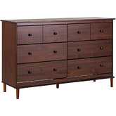 Spencer 6 Drawer Dresser in Walnut Finish Wood