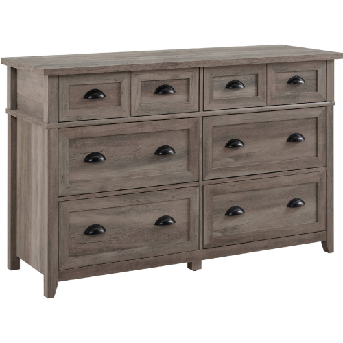 Odette 52" 6 Drawer Framed Dresser in Grey Wash Finish