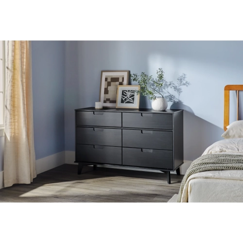 Sloane 6 Drawer Dresser in Black Solid Wood
