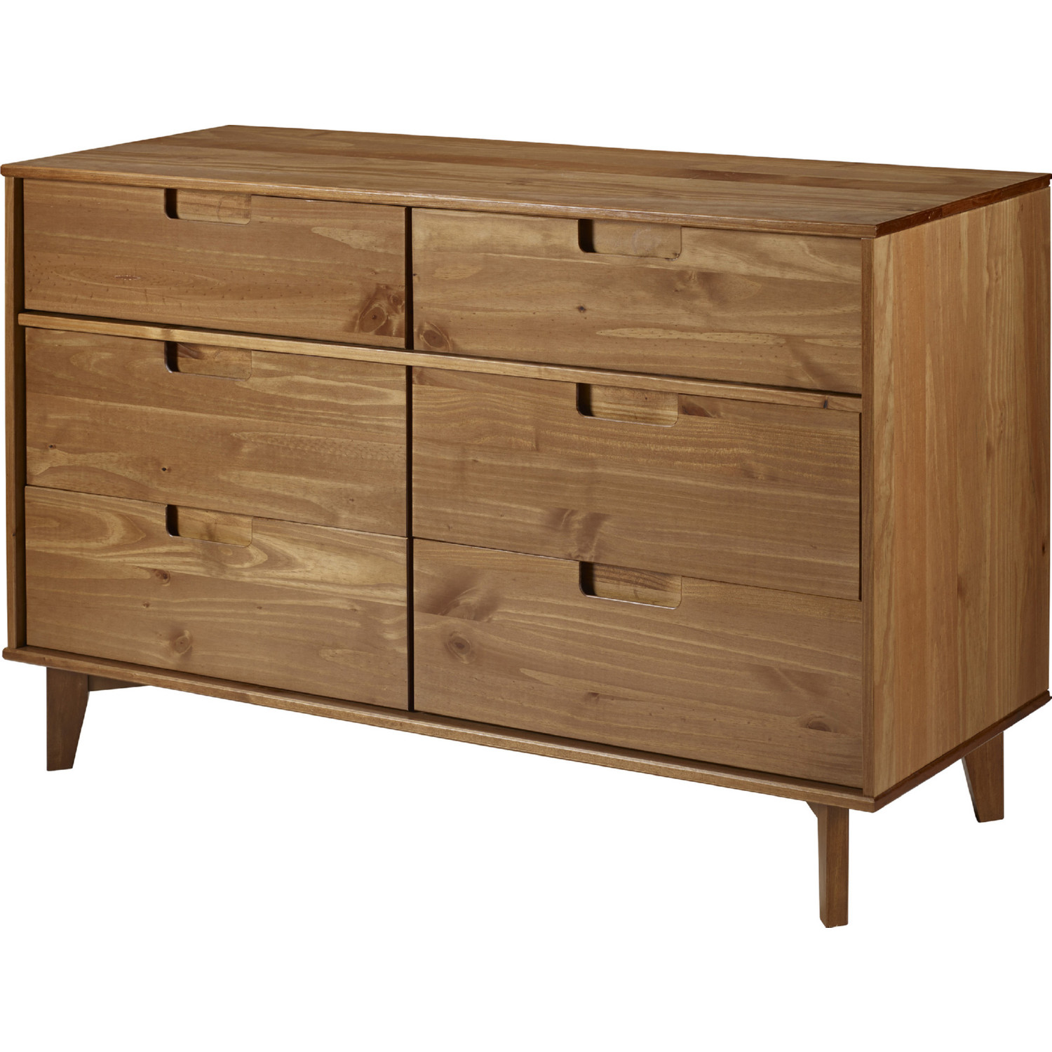 Walker Edison BR6DSLDRCA 6 Drawer Mid Century Modern Wood Dresser in