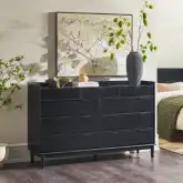 Lee Gallery Tray Top 9 Drawer Dresser in Black Solid Wood
