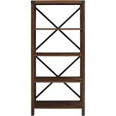 64" Farmhouse Metal Bookcase in Dark Walnut