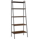 72" Industrial Ladder Bookcase in Dark Walnut & Metal