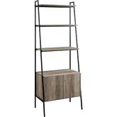 72" Industrial Wood Ladder Bookcase in Grey Wash