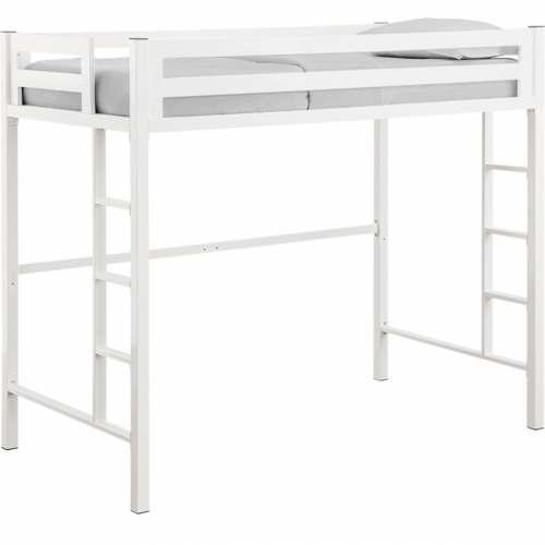 Bentley Twin Metal Loft Bed in White Powder Coated Steel