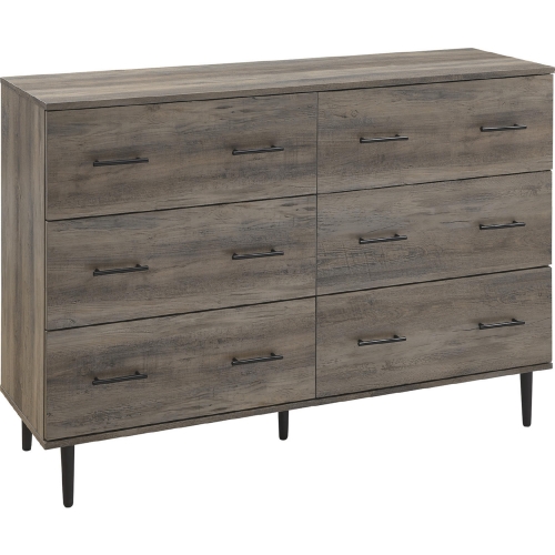 Modern Wood 6 Drawer Buffet in Grey Wash
