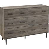 Modern Wood 6 Drawer Buffet in Grey Wash