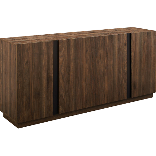 Kacie 70" 4 Door Sideboard in Dark Walnut Finish & Black Metal