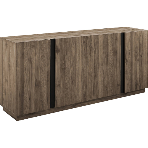 Kacie 70" 4 Door Sideboard in Slate Grey Finish & Black Metal