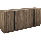 Kacie 70" 4 Door Sideboard in Slate Grey Finish & Black Metal
