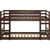 Low Wood Twin Bunk Bed in Walnut Finish Pine