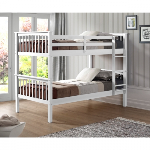 Solid Wood Twin over Twin Mission Design Bunk Bed in White