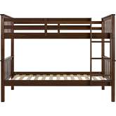 Solid Pine Wood Twin over Twin Bunk Bed in Walnut