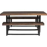 3 Piece Farmhouse Dining Set in Mahogany & Black