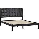 Callen Queen Bed with Slatted Headboard in Black Finish Wood
