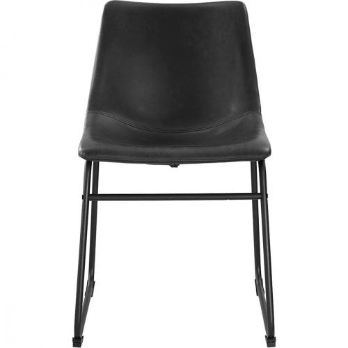 Black Leatherette Dining Chairs on Powder Coated Steel Legs (Set of 2)