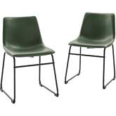 CHL Dining Chair in Green Faux Leather & Black Metal (Set of 2)