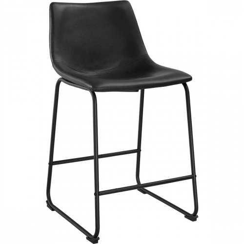 Black Leatherette Counter Stools on Powder Coated Steel Legs (Set of 2)