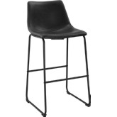 Black Leatherette Barstools on Powder Coated Steel Legs (Set of 2)
