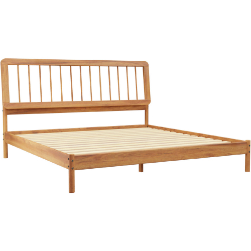 Cama King Bed with Spindle Headboard in Caramel Finish Wood