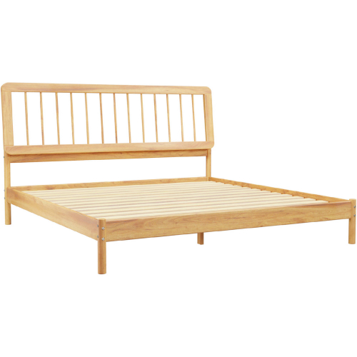 Cama King Bed with Spindle Headboard in Natural Finish Wood