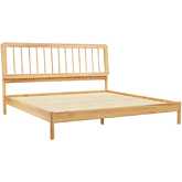 Cama King Bed with Spindle Headboard in Natural Finish Wood