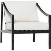 Cologne Outdoor Curved Arm Club Chair in Black Wash Wood & Fabric