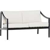 Cologne Outdoor Curved Arm Loveseat in Black Wash Wood & Fabric