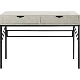 Vetti 44" 2 Drawer Desk in Off White Faux Shagreen & Black Metal