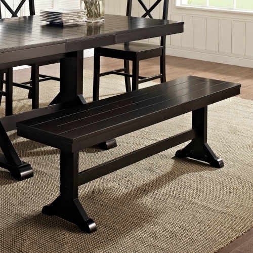 Millwright Wood Dining Bench in Antique Distressed Black