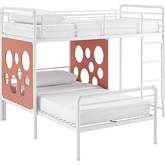 Devan L Shape Twin Bunk Bed with Cut Out Panels in White & Terracotta
