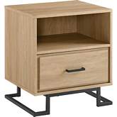 Danae 1 Drawer Nightstand in Coastal Oak Finish & Metal