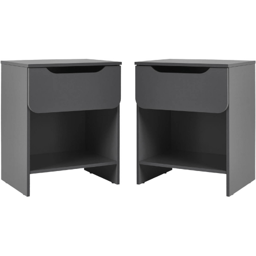 Domm 1 Drawer Nightstand in Dark Grey Finish (Set of 2)