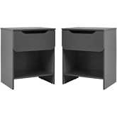 Domm 1 Drawer Nightstand in Dark Grey Finish (Set of 2)