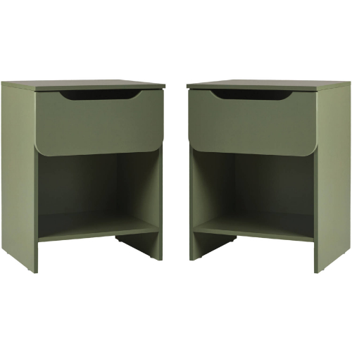 Domm 1 Drawer Nightstand in Green Finish (Set of 2)