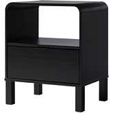 Elias 24" Rounded Edge 1 Drawer Nightstand in Black Finish Wood