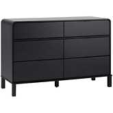 Elias 6 Drawer Dresser with Curved Top in Black Finish Wood