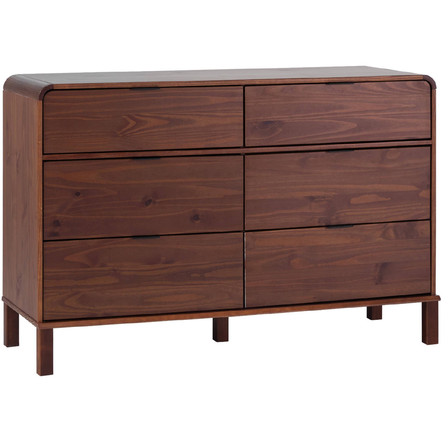 Elias 6-Drawer Contemporary Dresser with Curved Top Brown Elias 6-Drawer Contemporary Dresser with Curved Top Brown