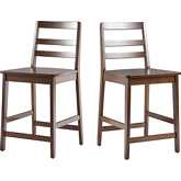 Erekson Ladder Back Counter Stool in Walnut Finish Wood (Set of 2)